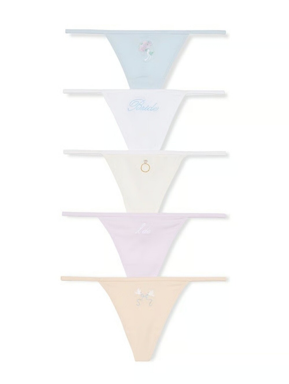 Victoria's Secret Bridal Stretch V - String Thong Panty 5 Pack.
